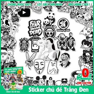 1000 mẫu sticker decal chủ đề trắng đen Black White dán điện thoại, laptop, tủ lạnh