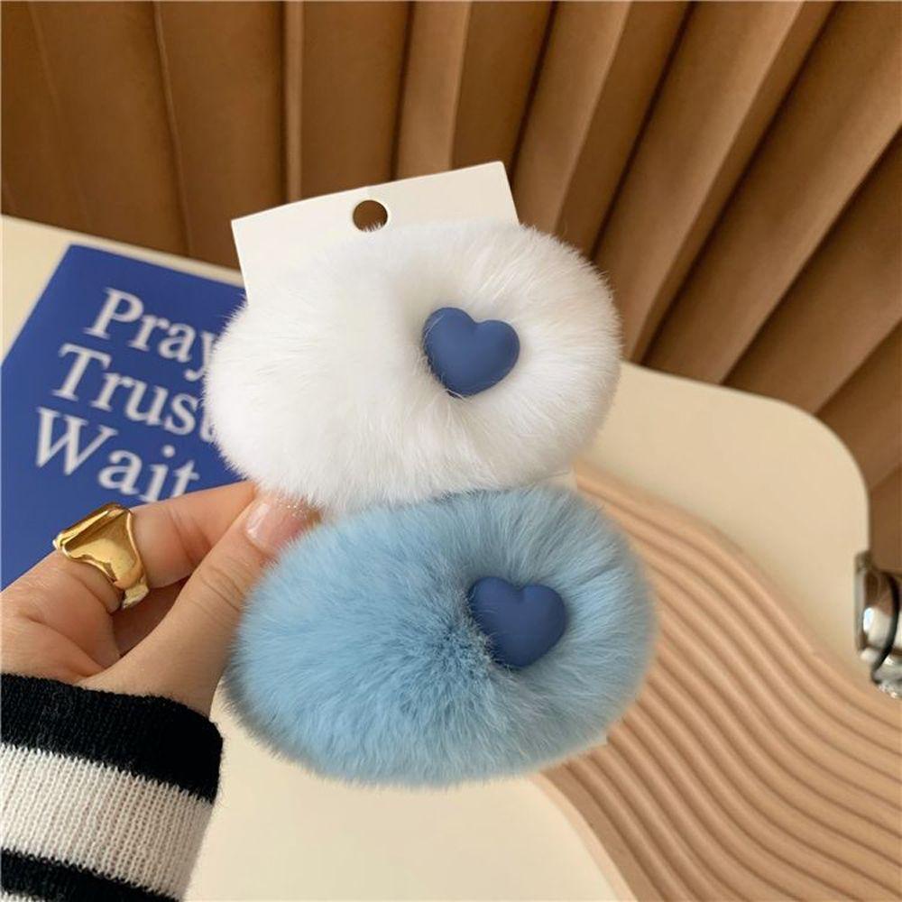 Kẹp Tóc Lông Thỏ Nhiều Màu Sắc Hình Trái Tim Sáng Tạo Dành Cho Nữ