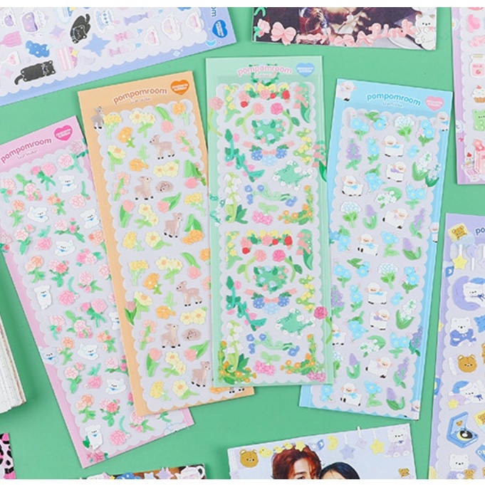 Sticker hình dán Pompomroom trang trí toploader và sổ tay bullet journal | BST130