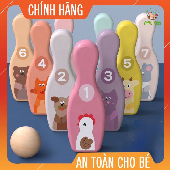 Bộ đồ chơi Bowling bằng gỗ cho bé♥️ CHÍNH HÃNG♥️ ĐỒ CHƠI GIÁO DỤC♥️ giúp phát triển các giác quan của trẻ