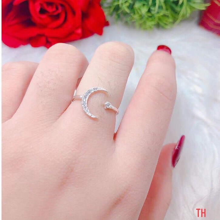 Nhẫn trăng sao dạng hở LINH MIU SILVER, Nhẫn nữ bạc ta