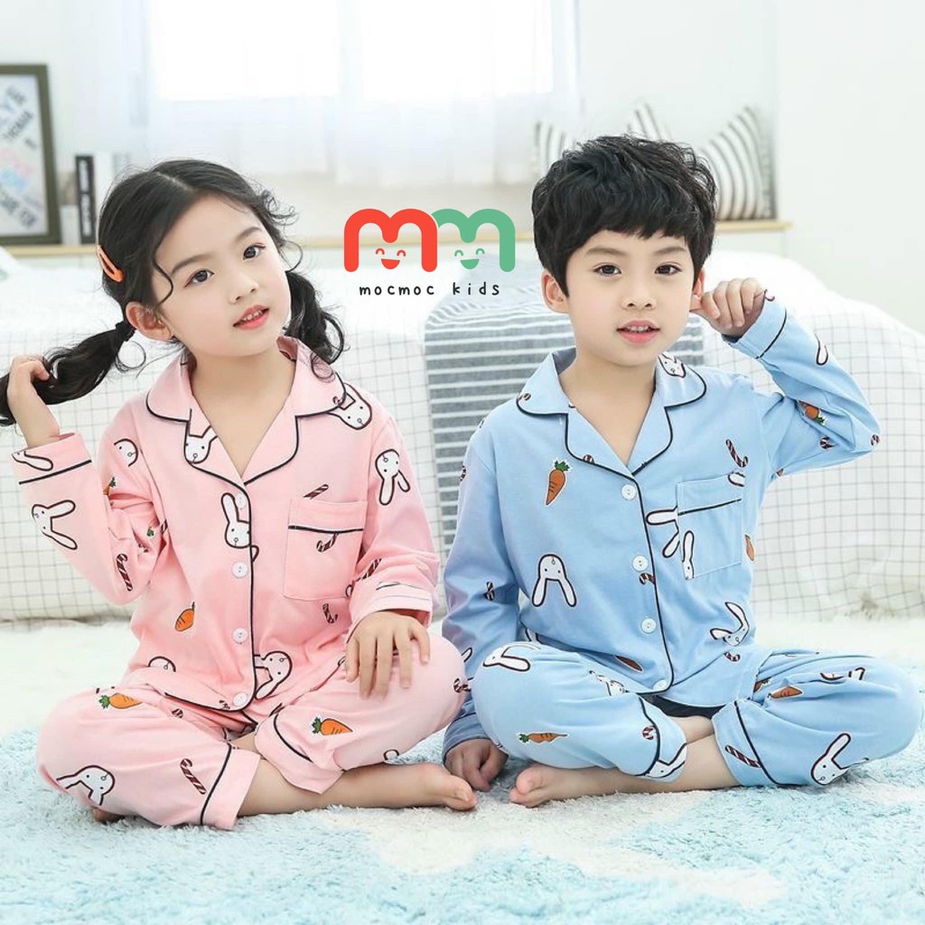 Quần áo trẻ em mocmockids; đồ bộ pijama thun cotton cho bé trai và bé gái