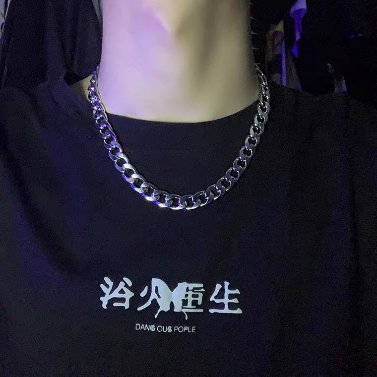 Vòng cổ bằng thép titan dày phong cách hiphop thời trang cá tính cho nữ