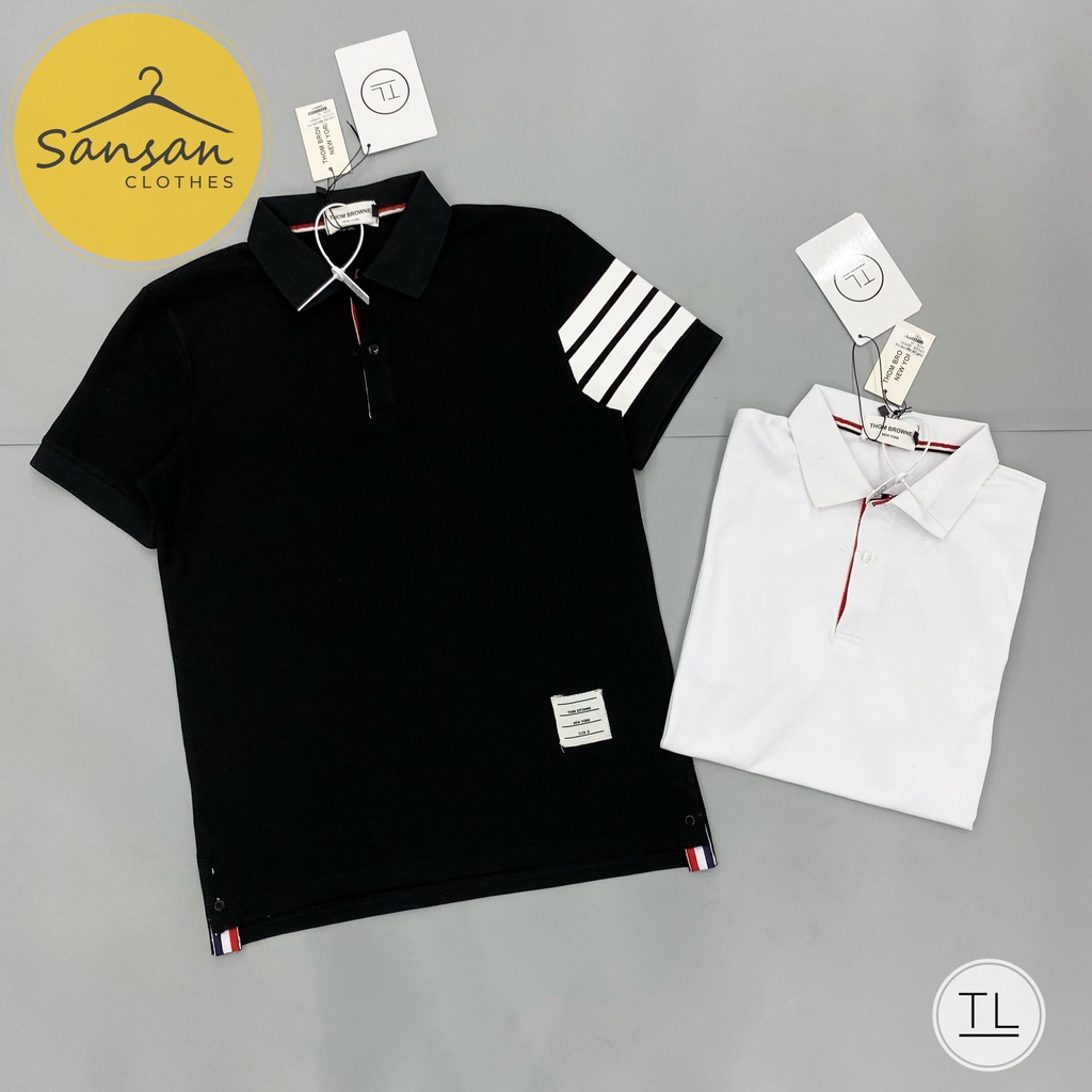Áo polo nam thom-browne ngắn tay cotton thoáng mát