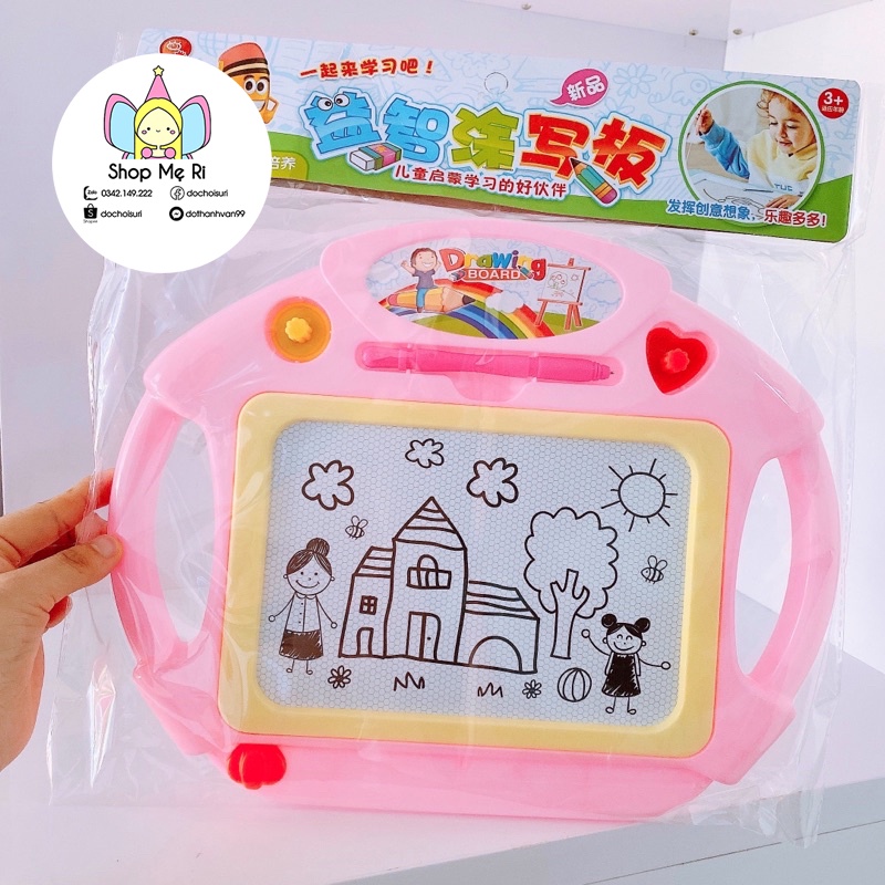 Bảng Vẽ Thông Minh Tự Xóa Có Hai Tay Cầm, Hai Màu Xanh Ngọc Và Hồng