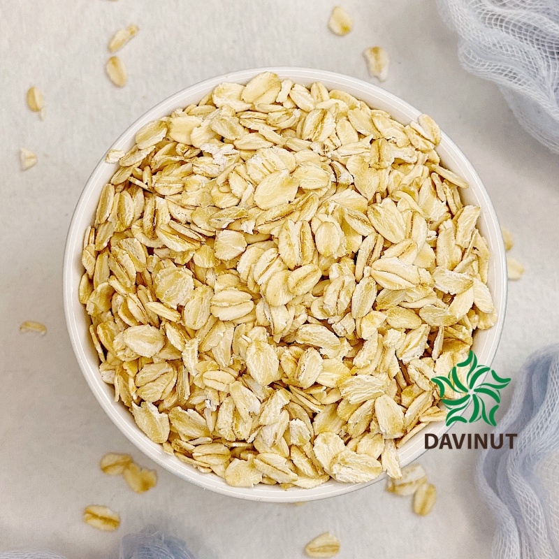 Yến mạch cán dẹt Davinut giảm cân Úc 500g, ngũ cốc oats ăn liền hữu cơ nguyên cám ăn kiêng, dinh dưỡng cho bé ăn dặm