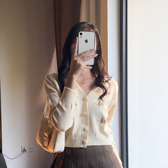 [Ảnh thật] Áo Cardigan Len Nữ Thu Đông Hoạ Tiết Hoa Nhí DMee | BigBuy360 - bigbuy360.vn