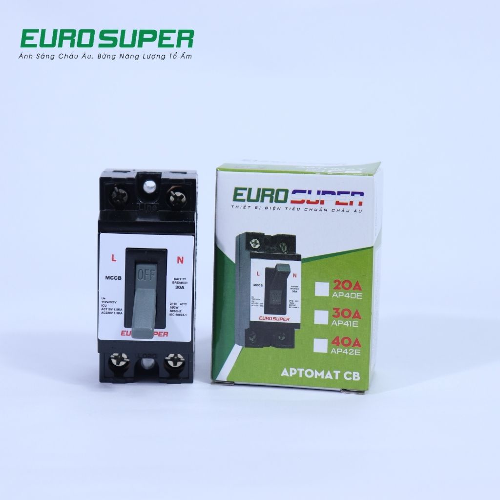 Cầu Dao Aptomat Đen EUROSUPER An Toàn, Tiện Lợi, Độ Chính Xác Cao 20A - 40A