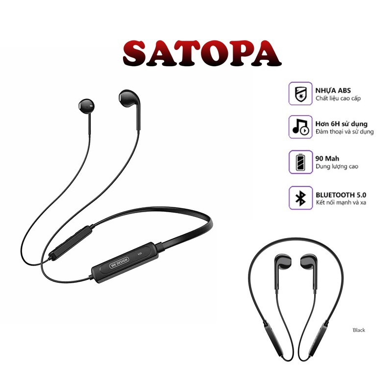 Tai nghe bluetooth không dây chính hãng WK DESIGN V29 thiết kế choàng cổ có mic cao cấp, âm thanh sống động, pin trâu -