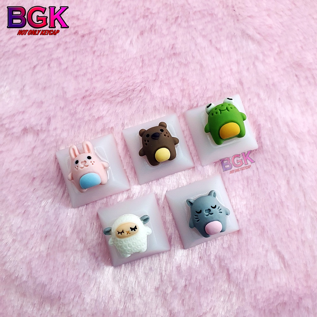 Keycap Artisan Nút Bàn Phím Cơ Động Vật Ngộ Nghĩnh Siêu Cute Xuyên LED