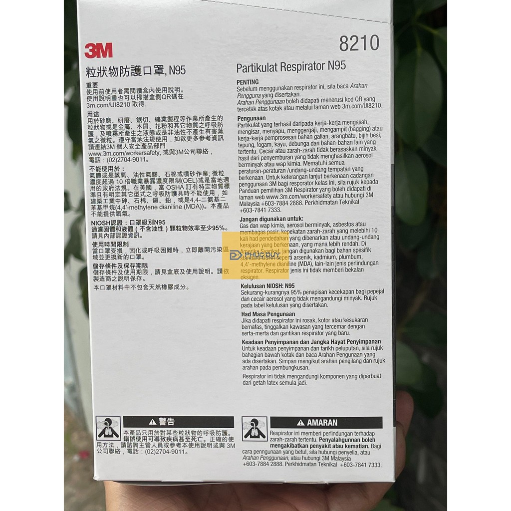 [CHÍNH HÃNG ] 1 CÁI Khẩu trang 3M 8210 CHUẨN N95 đeo qua gáy, Bụi Mịn PM 2.5, Ngăn Vi khuẩn