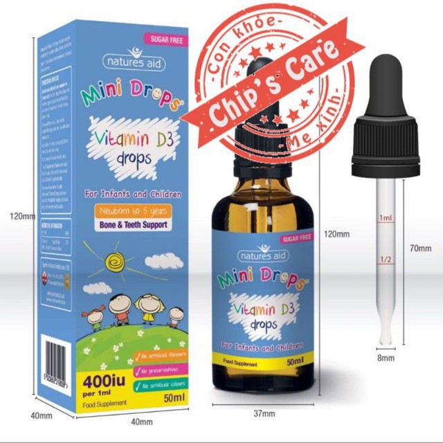 Vitamin D3 Drops Cho bé Natures Aid