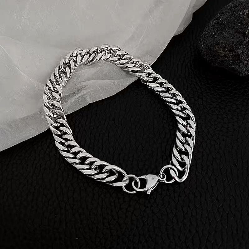 Vòng Tay Nam SAZ Màu Bạc Mắt Xích HipHop Lắc Tay Unisex Thời Trang Đeo Nam Nữ Basic  - Vòng TIN