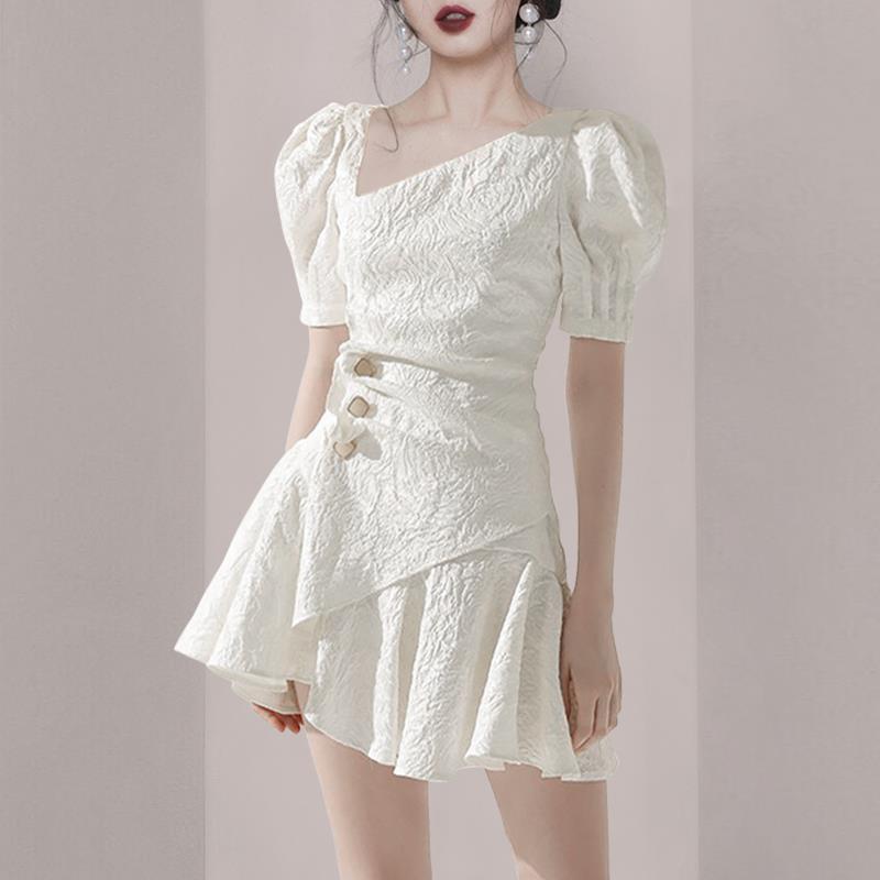Women's Summer Fashion Korean Style Short Sleeve Evening Wedding Dress