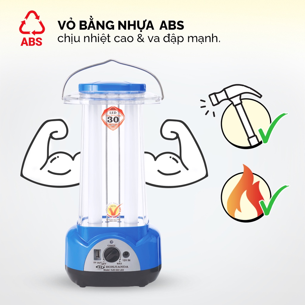 Đèn sạc tích điện đa năng Honjianda HJD-322 36 bóng LED siêu sáng