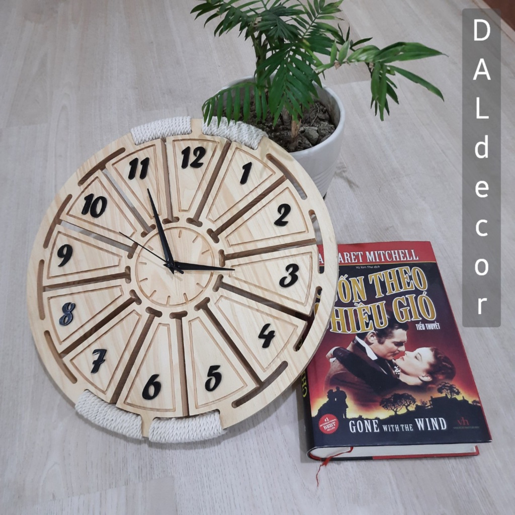 Đồng hồ treo tường vintage Macrame quấn dây