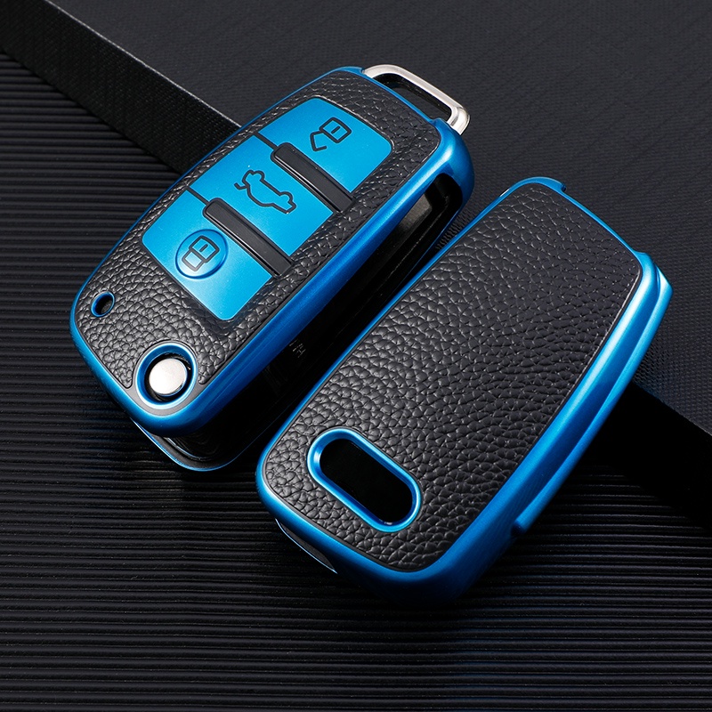 Bao Da TPU + Da 3 Nút Bảo Vệ Chìa Khóa Xe Hơi Audi C6 R8 A1 A3 Q3 A4 A5 Q5 A6 A7 S6 B6 B7 B8 8P 8V 8L TT RS Sline