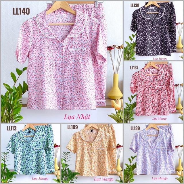 [HÌNH THẬT] Đồ Bộ Nữ Mặc Nhà LUCKY Lửng Pijama Cổ Sen Xinh Xắn Vải Mềm Mát