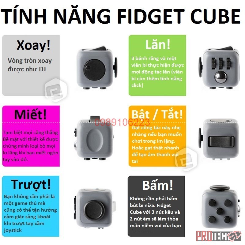 [Rẻ] Fidget Cube - Dụng cụ kì diệu giúp tập trung công việc [LAM]