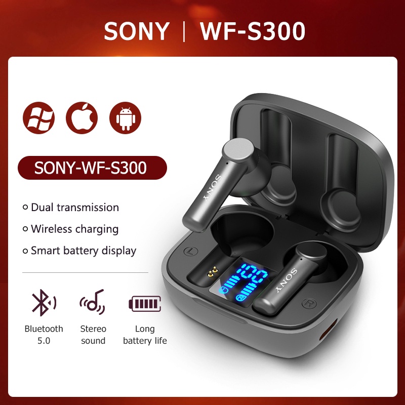 Tai Nghe Thể Thao Bluetooth 5.0 Không Dây SONY WF S300 WF-S300 Kiểu Dáng Thể Thao Tích Hợp Hộp Sạc Cho PC Notebook