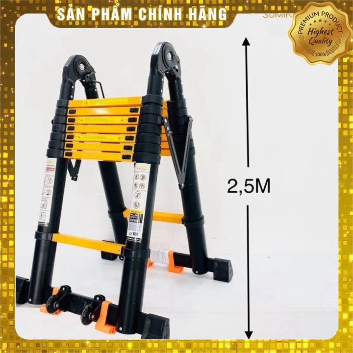 Thang nhôm rút Chữ A Nhật Bản_Sơn tĩnh điện - Chiều cao chữ A 2M5