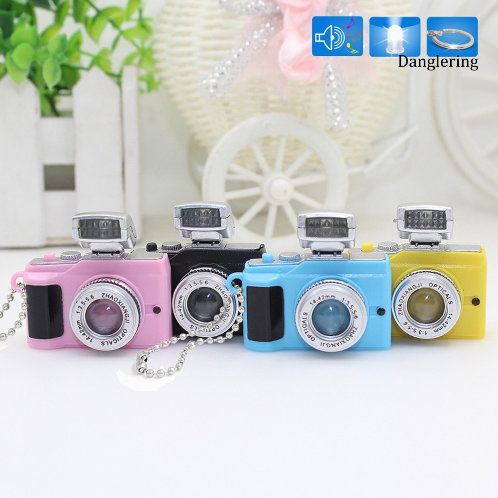 Móc khóa hình máy ảnh mini có đèn led kiểu dáng dễ thương