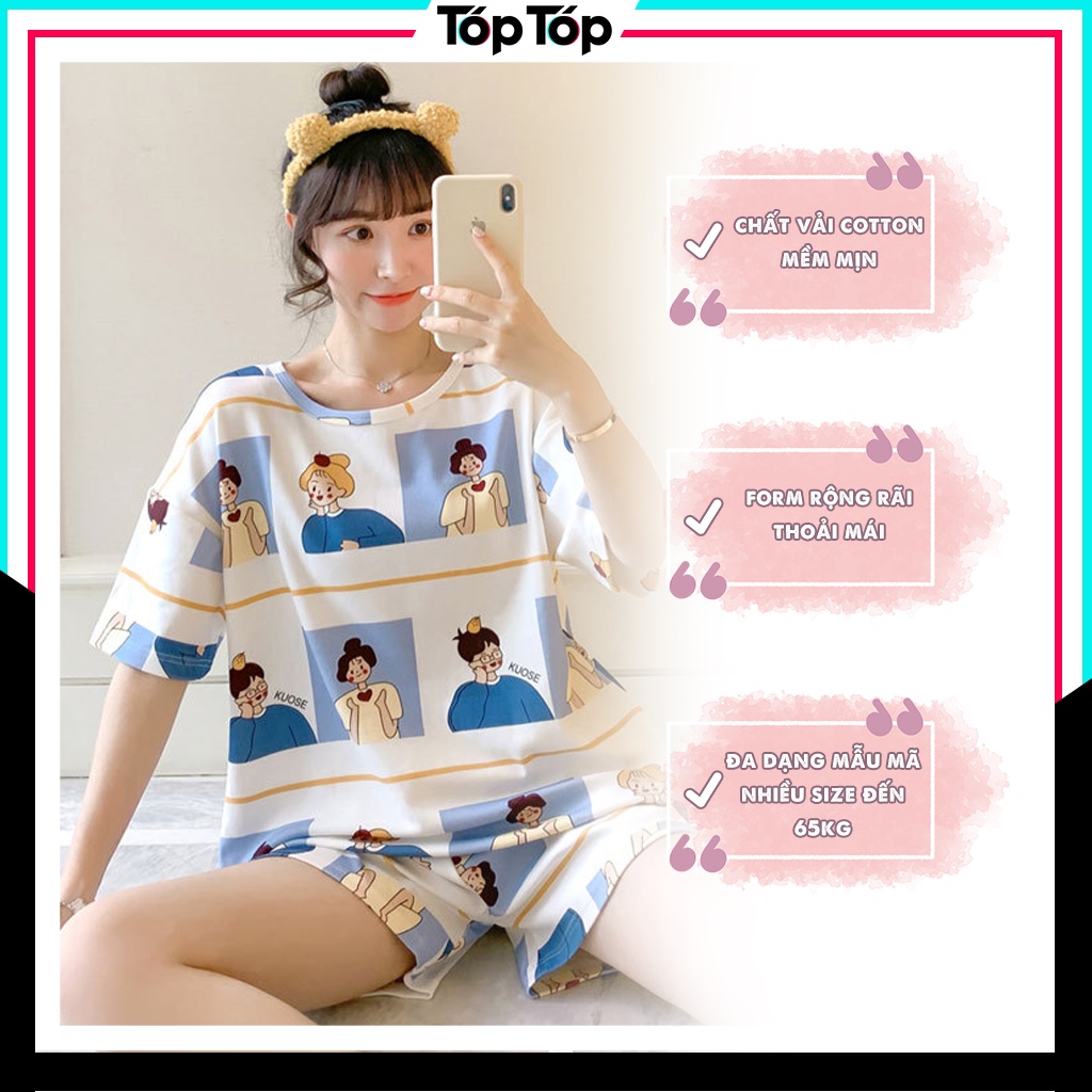 Đồ ngủ nữ cute tay ngắn chất cotton thun cao cấp mặc nhà dễ thương BCC01