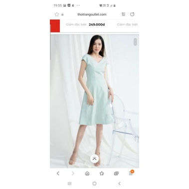 Đầm / Váy xanh diễu chỉ Elise new tag M