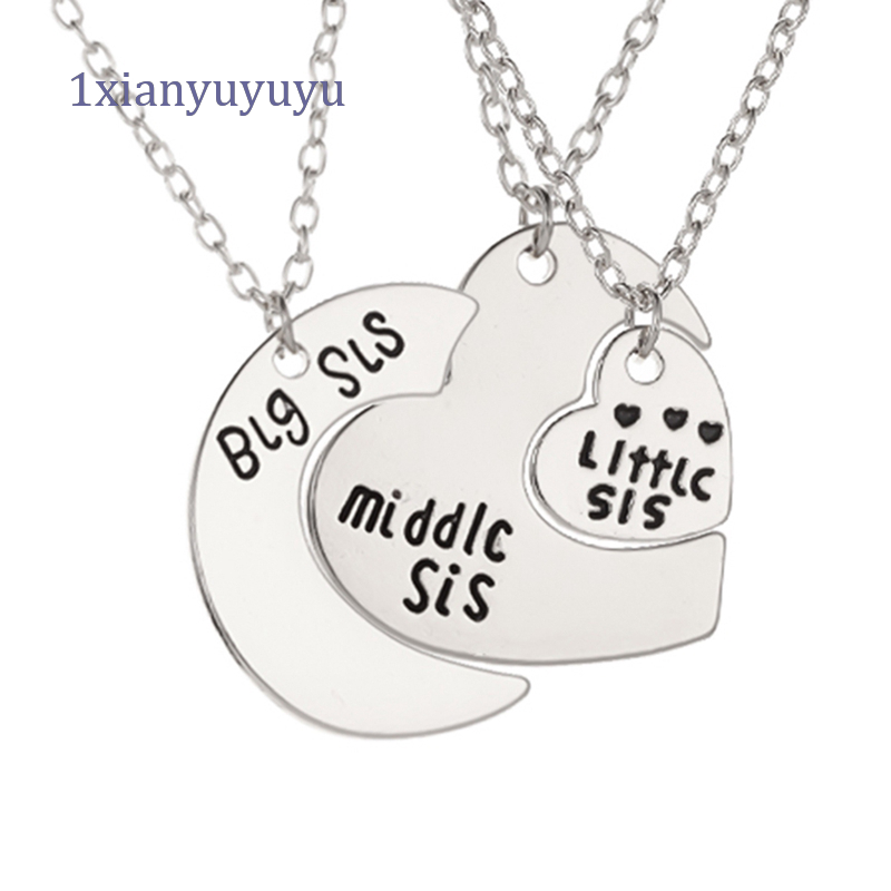 1 Vòng cổ Mặt Trái Tim Cho 3 Big Sister Sis Middle Sister Sis Little Sister