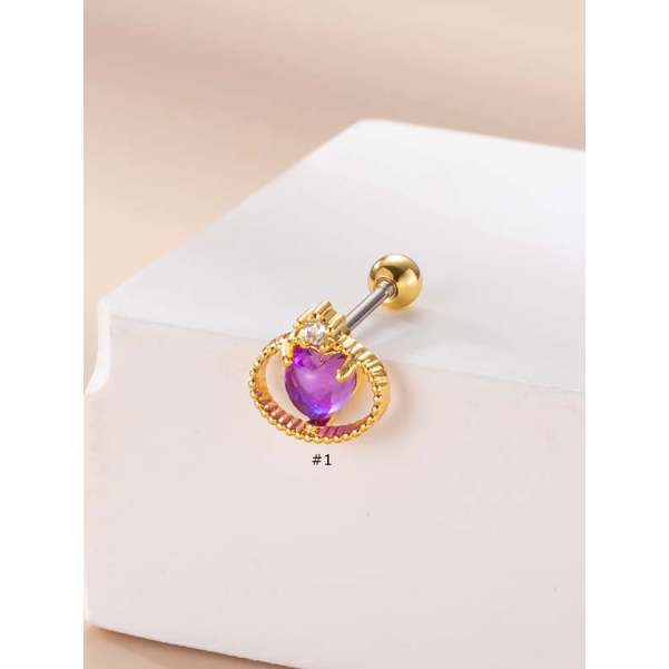 1 Khuyên Tai Hình Trái Tim Bằng Thép Không Gỉ 316L