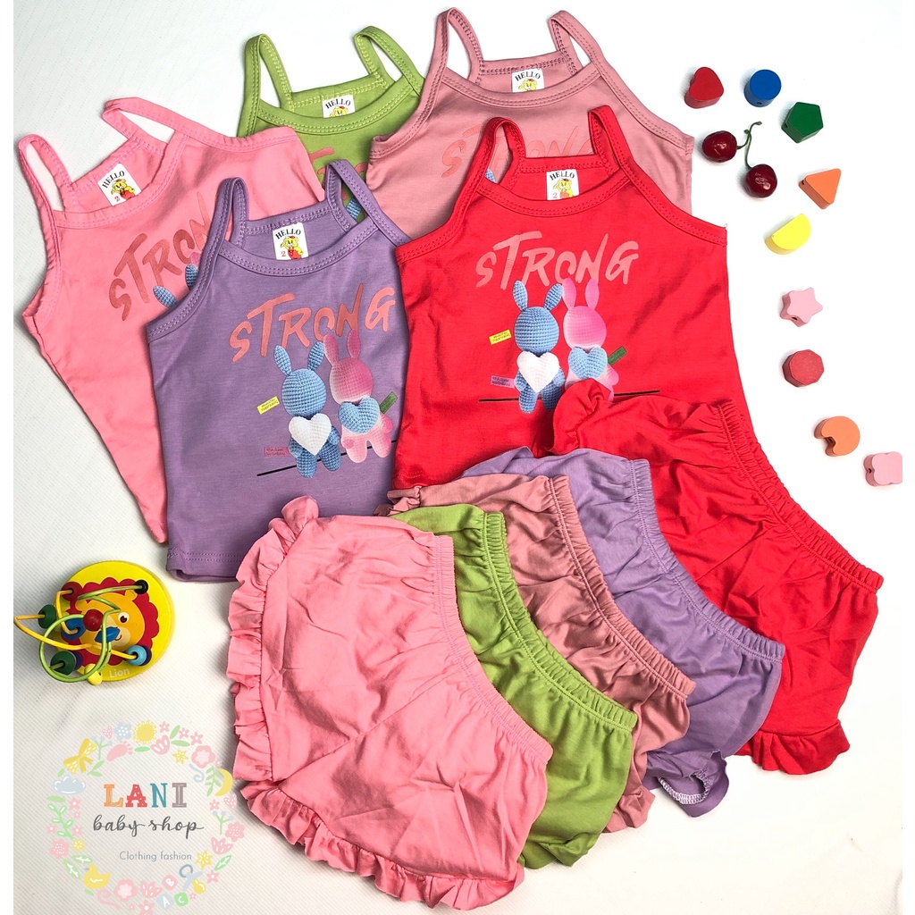 (8-22kg) Bộ 2 dây chất cotton dễ thương cho bé gái