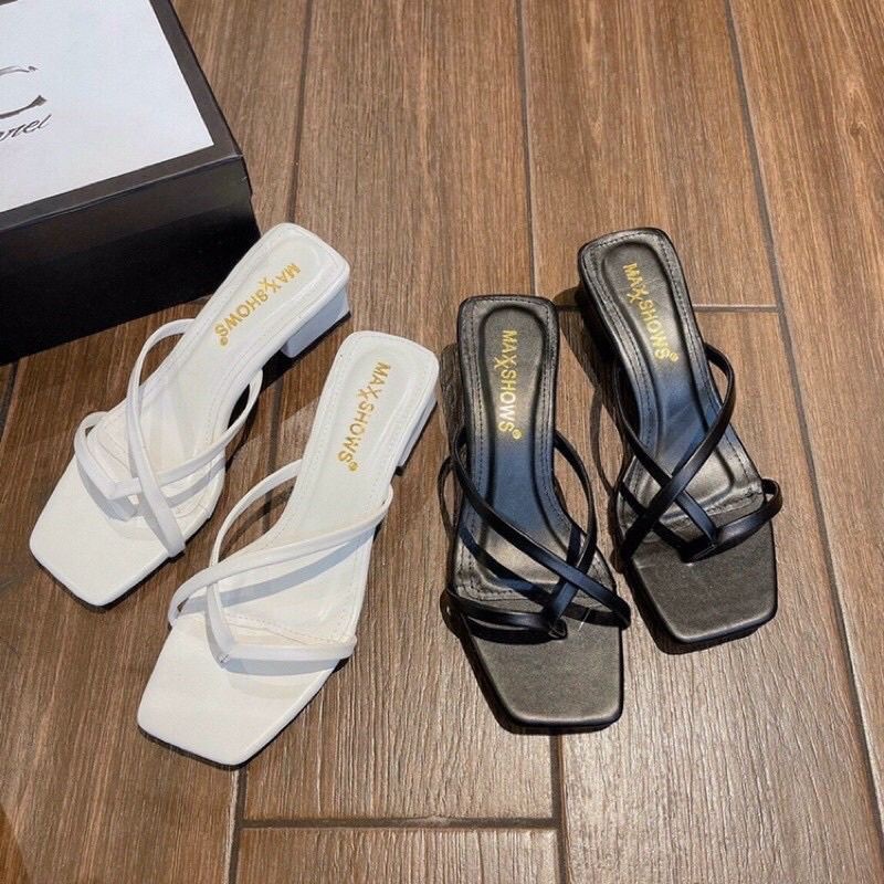 dép cao gót nữ sỏ ngón đế 3cm chất da siêu mềm ma 19