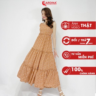 Váy Maxi 𝐂𝐀𝐑𝐃𝐈𝐍𝐀 Hoa BaBy 3 Tầng Cổ Vuông Chất Lụa Tơ Nhật Bản Cao Cấp, Phong Cách Hiện Đại 1V8