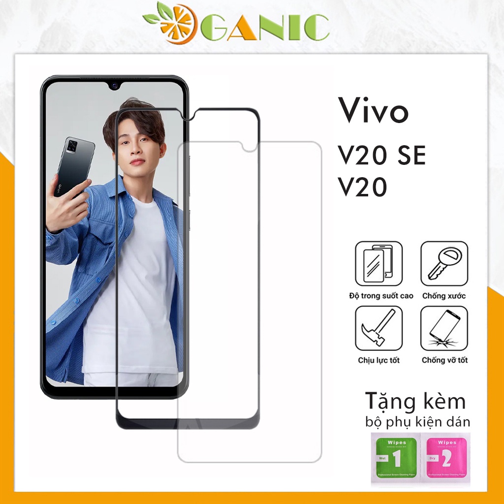 Kính Cường Lực Vivo V20 Vivo V20 SE Kính Trong Suốt Full Màn Hình Tặng Kèm Khăn Lau chống rơi vỡ trầy xước màn hình