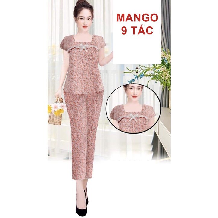 Đồ bộ ManGo cổ Ren nơ Quần dài 9 Tấc Big Size ShopThanhThanh 0377529486