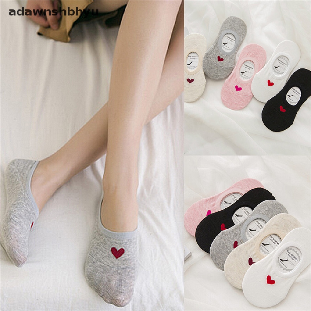 Vớ Cotton Cổ Thuyền Họa Tiết Trái Tim Thời Trang Mùa Hè Cho Nữ