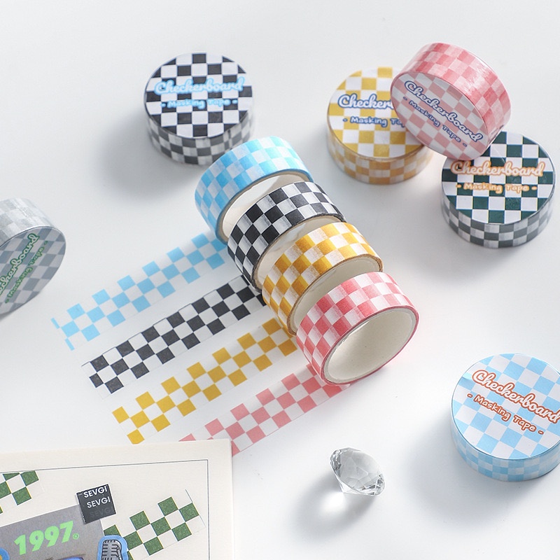 Checkerboard masking tape, washi tape caro hoạ tiết bàn cờ hot trend