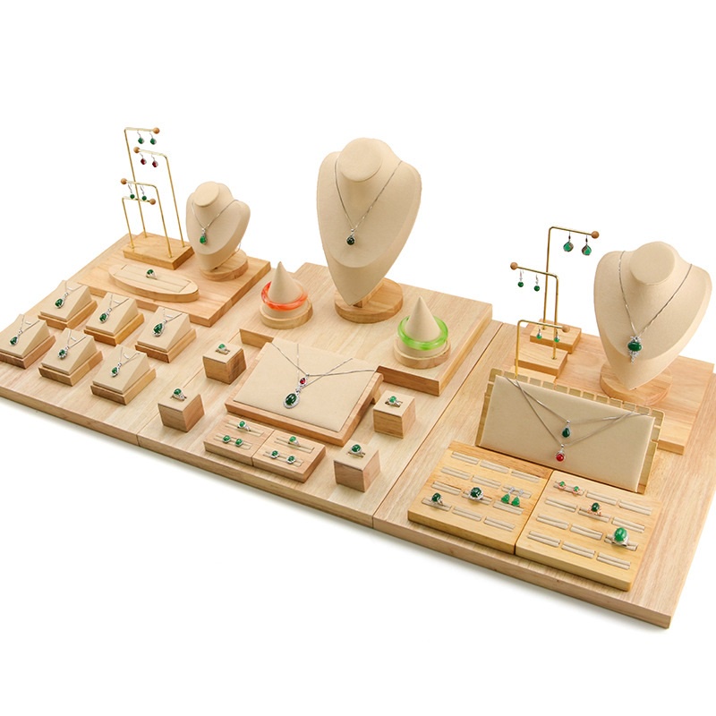 [D2CB] Bộ giá gỗ trưng bày trang sức lai trim chụp mẫu ảnh 3D rất đẹp 1-12 mẫu