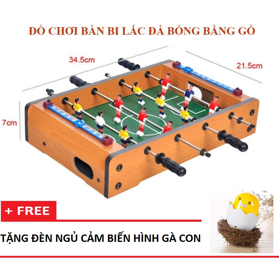 ✔️✔️ Bộ đồ chơi BÀN BI LAC ĐÁ BÓNG bằng gỗ cho bé 4 TAY CẦM + Tặng 1 đèn ngủ CẢM BIẾN hình gà con