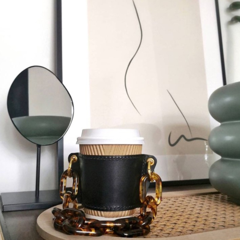 ⚡Điểm đến mới⚡Quai xách cốc cà phê/ trà sữa dạng dây xích bằng acrylic và kim loại dễ mang theo
