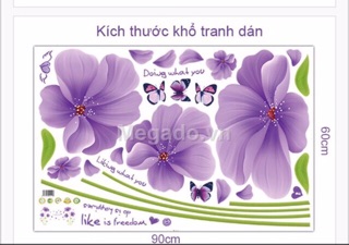 Decal dán tường hoa thuỷ tiên tím combo 2 bức