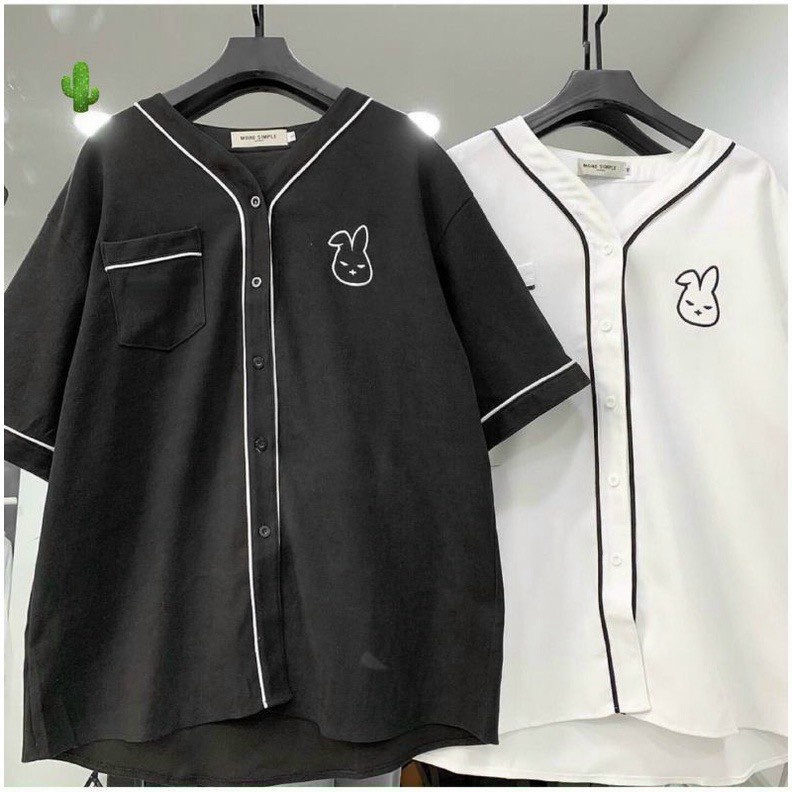 Áo Sơ mi Nữ Ngắn Tay Kiểu Thỏ 2 Màu Đen Trắng Phối viền Cổ Phong Cách Trẻ Trung Mặc Đẹp [NEW UNISEX]