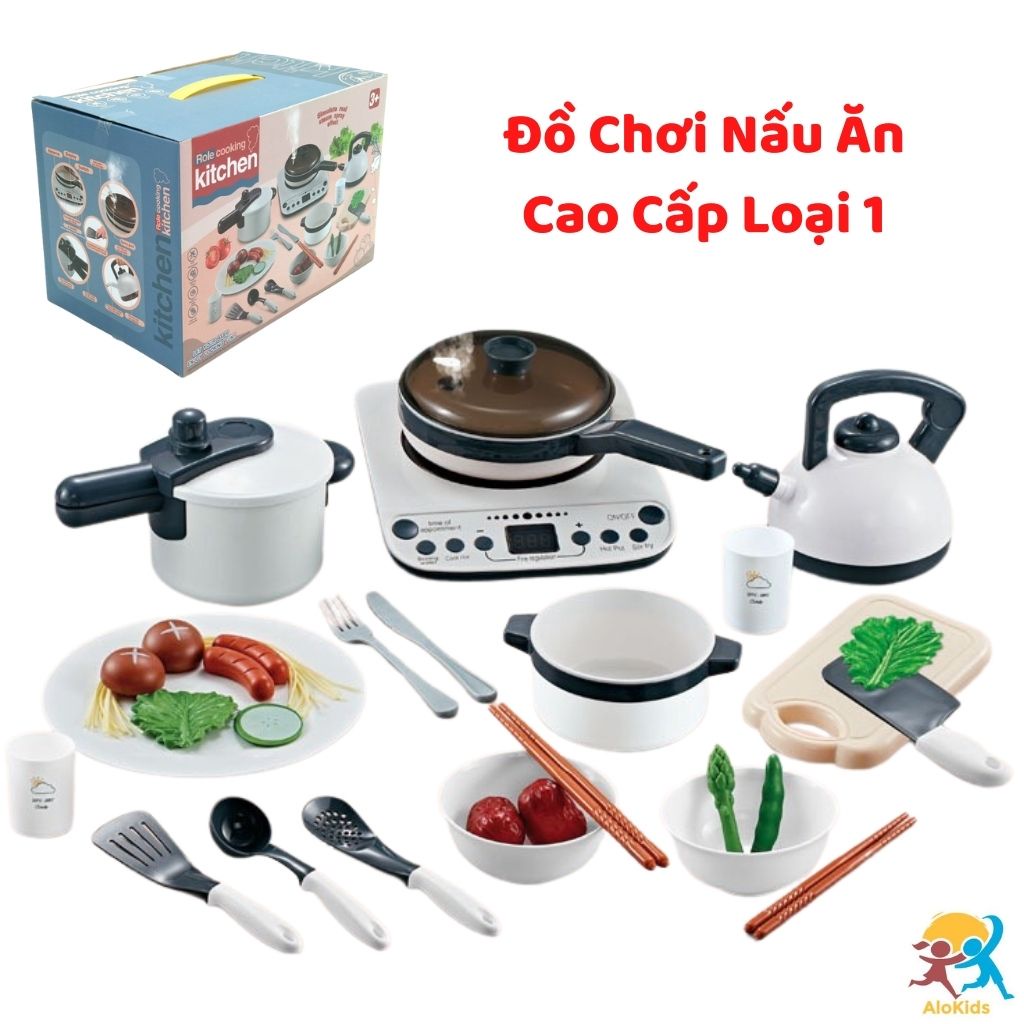 Bộ Đồ Chơi Nấu Ăn Cao Cấp Mô Phỏng Dụng Cụ Nhà Bếp Giáo Dục Phát Triển Kỹ Năng Cho Bé, Alokids Tb