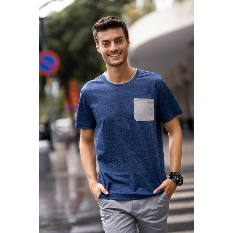 Áo Thun T-Shirt Nam túi ngực DGCs - WAT1814M-M1