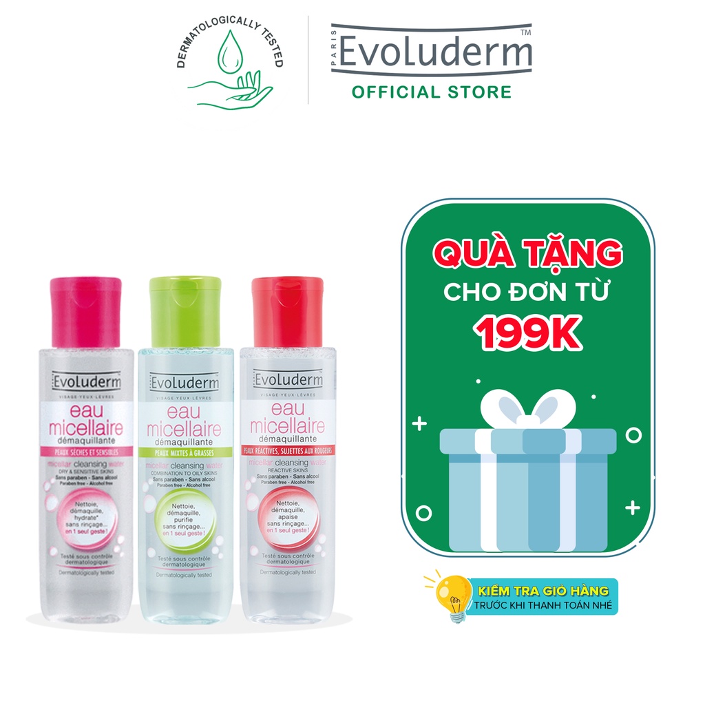 Nước tẩy trang Evoluderm Eau Micellaire 100ml (Tùy chọn)