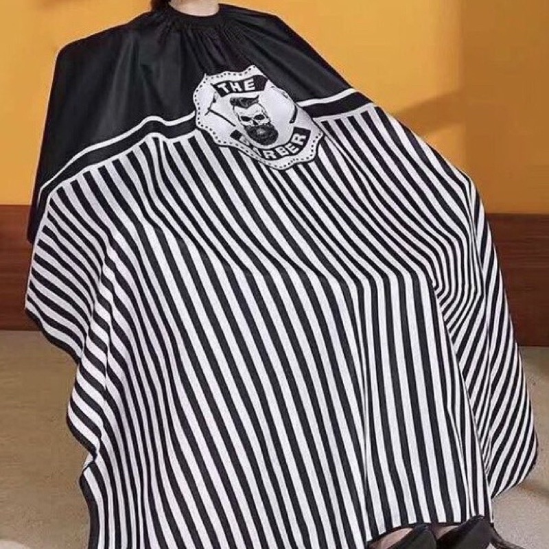Áo choàng cắt tóc Barber sọc trắng đen