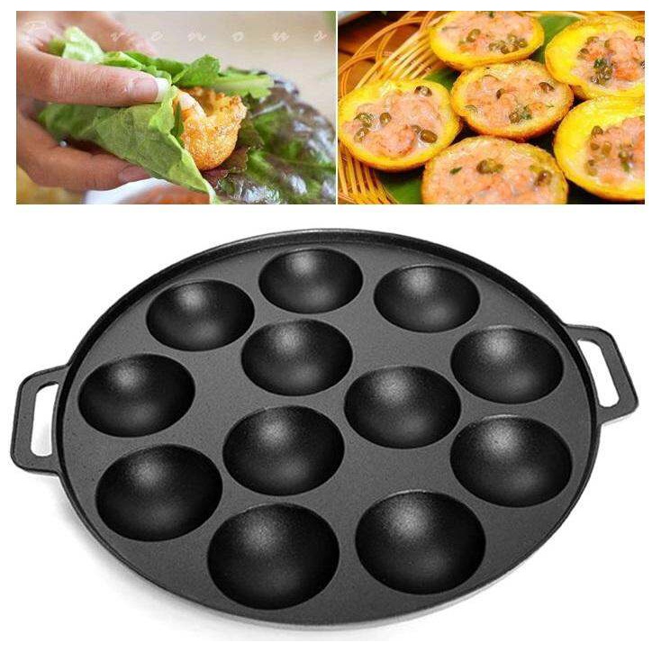 Khuôn Đổ Bánh Khọt 10 Lỗ chống dính kèm nắp,