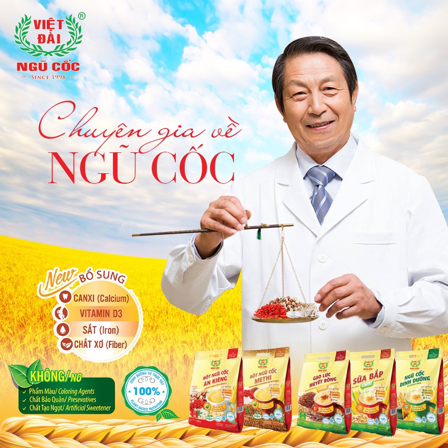 Bột ngũ cốc Sữa bắp Canxi Việt Đài túi 600g