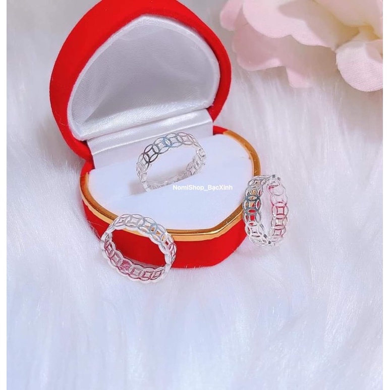 Nhẫn kim tiền trơn và phay Bạc s99, nhẹ nhàng tinh tế thu hút tài lộc đem lại may mắn Mainomi Shop Bạc Xinh