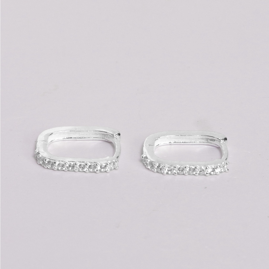 Bông Tai Nữ Dạng Khoen Tròn Bạc 925 BLING IT Đính Đá Lấp Lánh - BIBT505